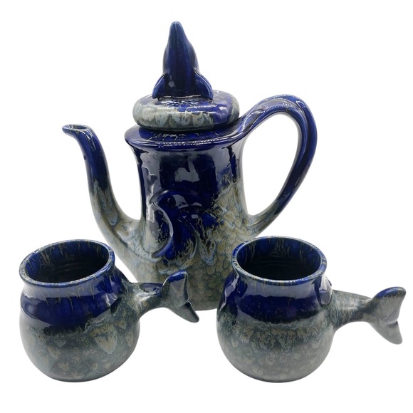 Vintage Coffee Pot 80s 2 Cups „Dolphin“ Doug Wylie 40 Oz - Picture 1 of 16
